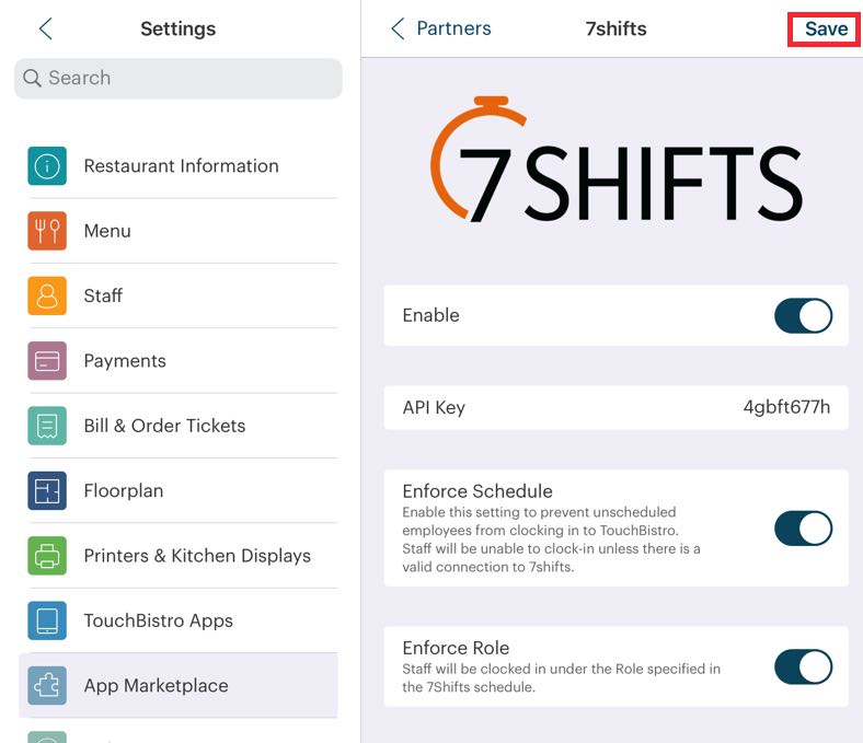 How to Enable TouchBistro With Your 7shifts Account