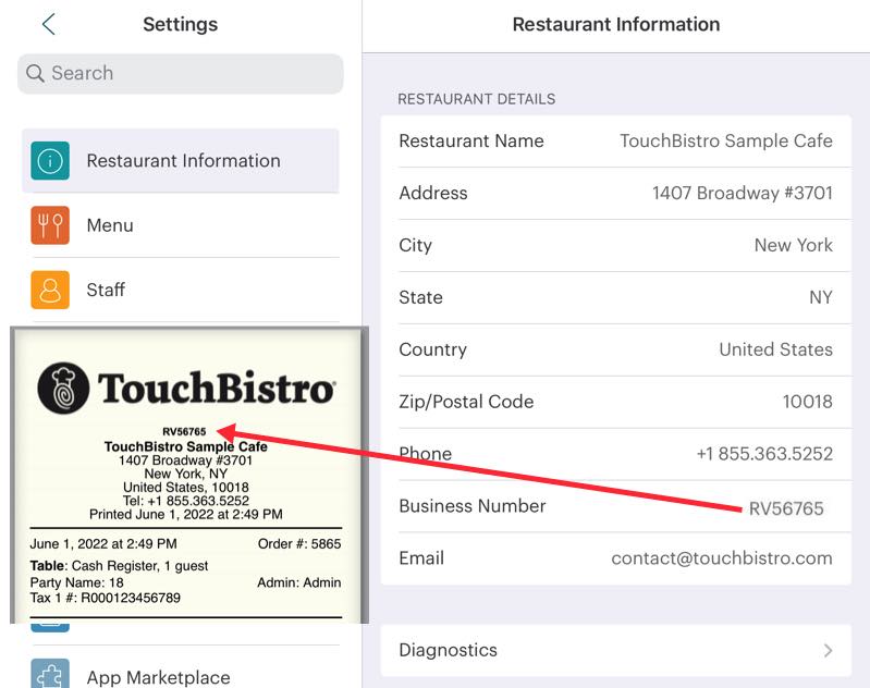 How Do I Review My Restaurant Information on My iPad?