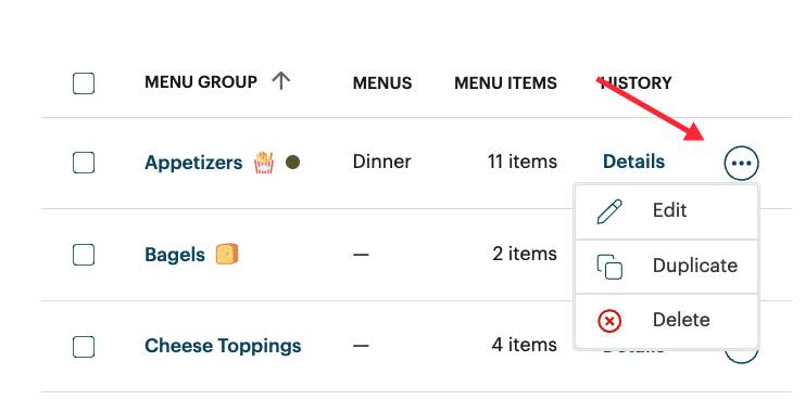 Menu Management: Menu Groups