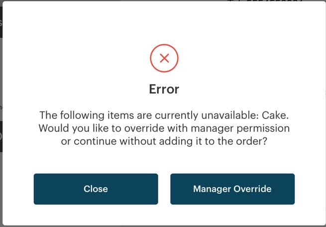 Stock Error In Store Menu Management: Stock Availability